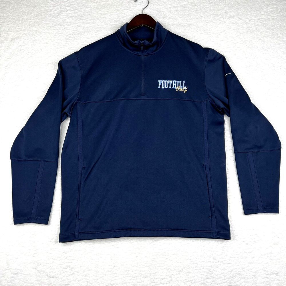 Nike Sweatshirt Mens Large Navy‎ Blue 1/4 Zip Golf Tour Performance Long Sleeve